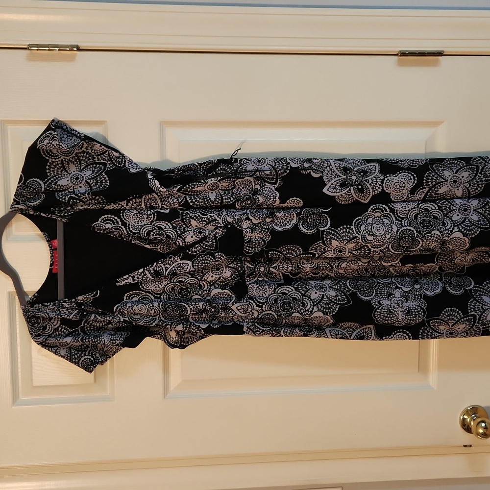 Elle lined 3X black white dress